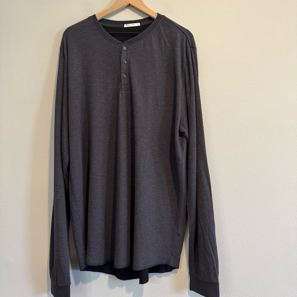 Marine Layer Henley Shirt Charcoal Gray Long Sleeve XL